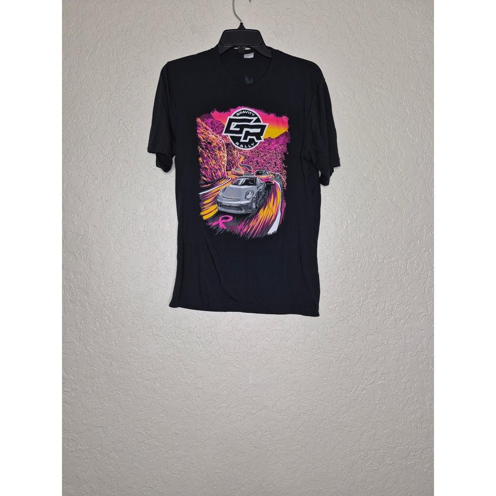 Sport-Tek Gravity Rally Porsche Supercar Graphic T-Shirt Black Small Pink Ribbon
